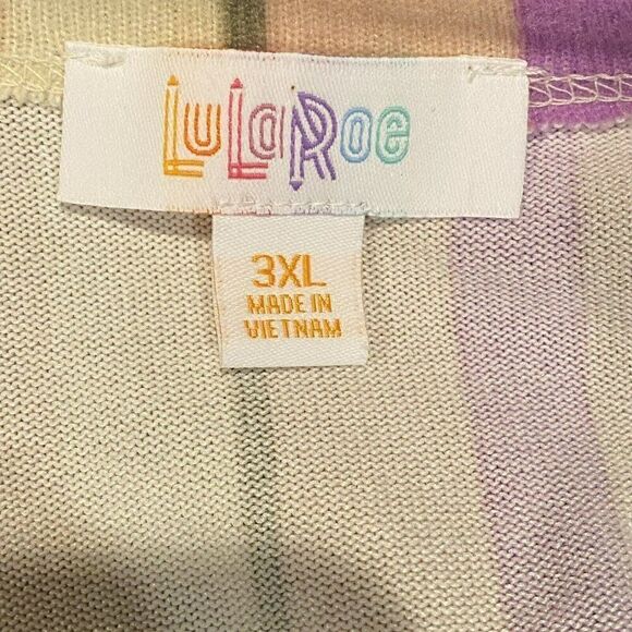 Lularoe Caroline Cardigan Colorful Stripes Pastels Cover Up Pockets 3XL - Picture 3 of 3